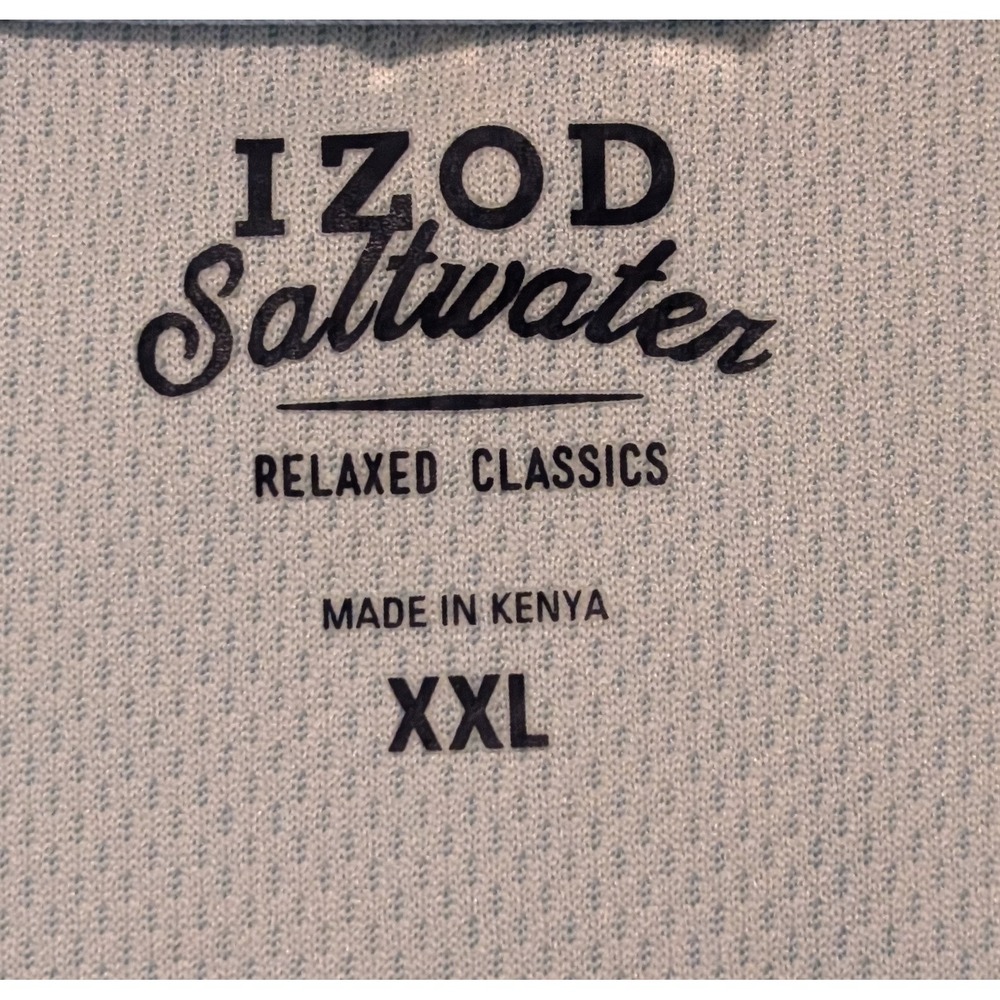 IZOD Saltwater Mens XXL Blue Marlin Fish Print Performance Polo Shirt VERY NICE! - Picture 4 of 5